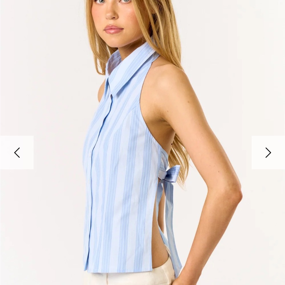 Blue Striped Sleeveless Top